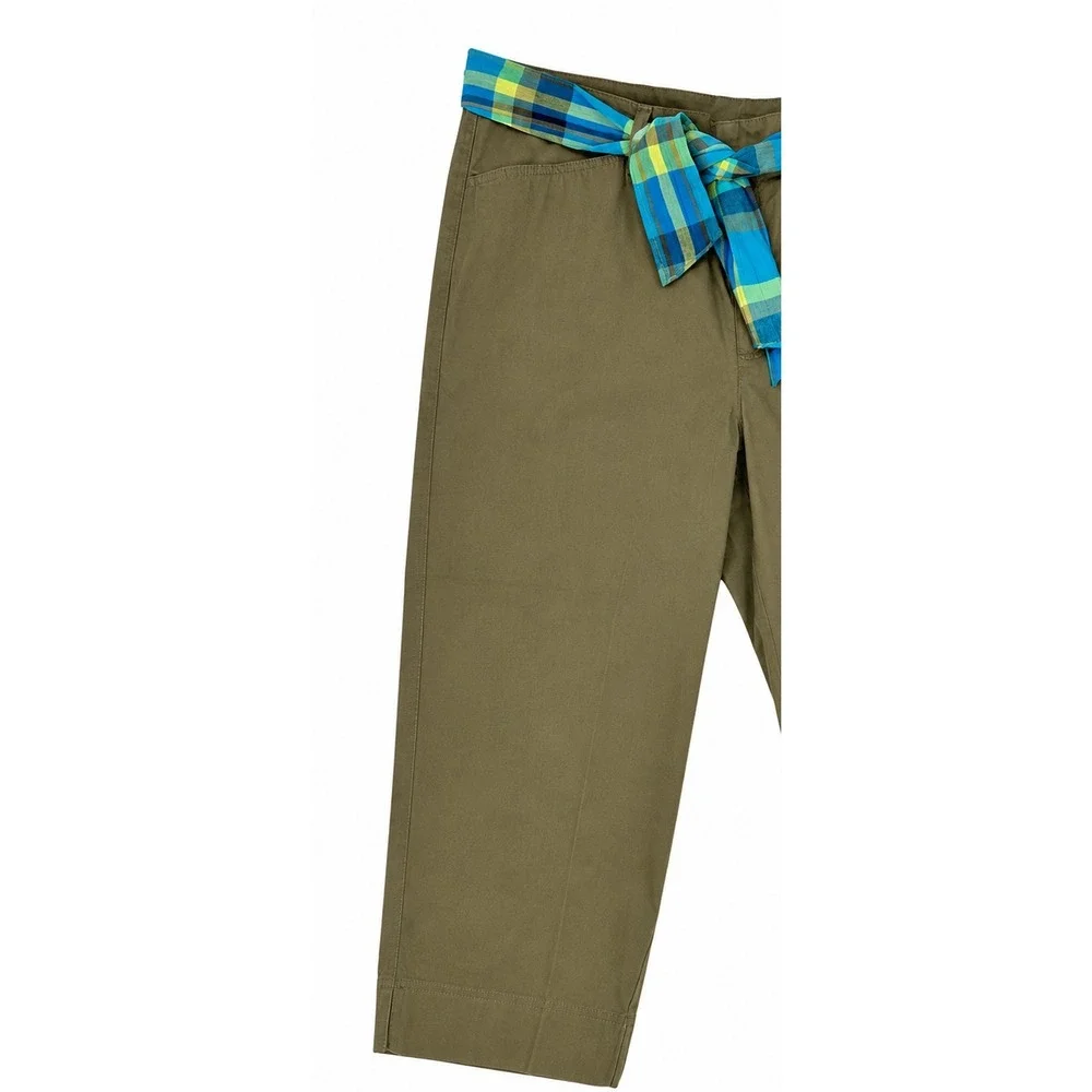 Liz Claiborne LizWear Jeans Women's Olive Capri Pants Size 16 Cropped Belted - Picture 7 of 14